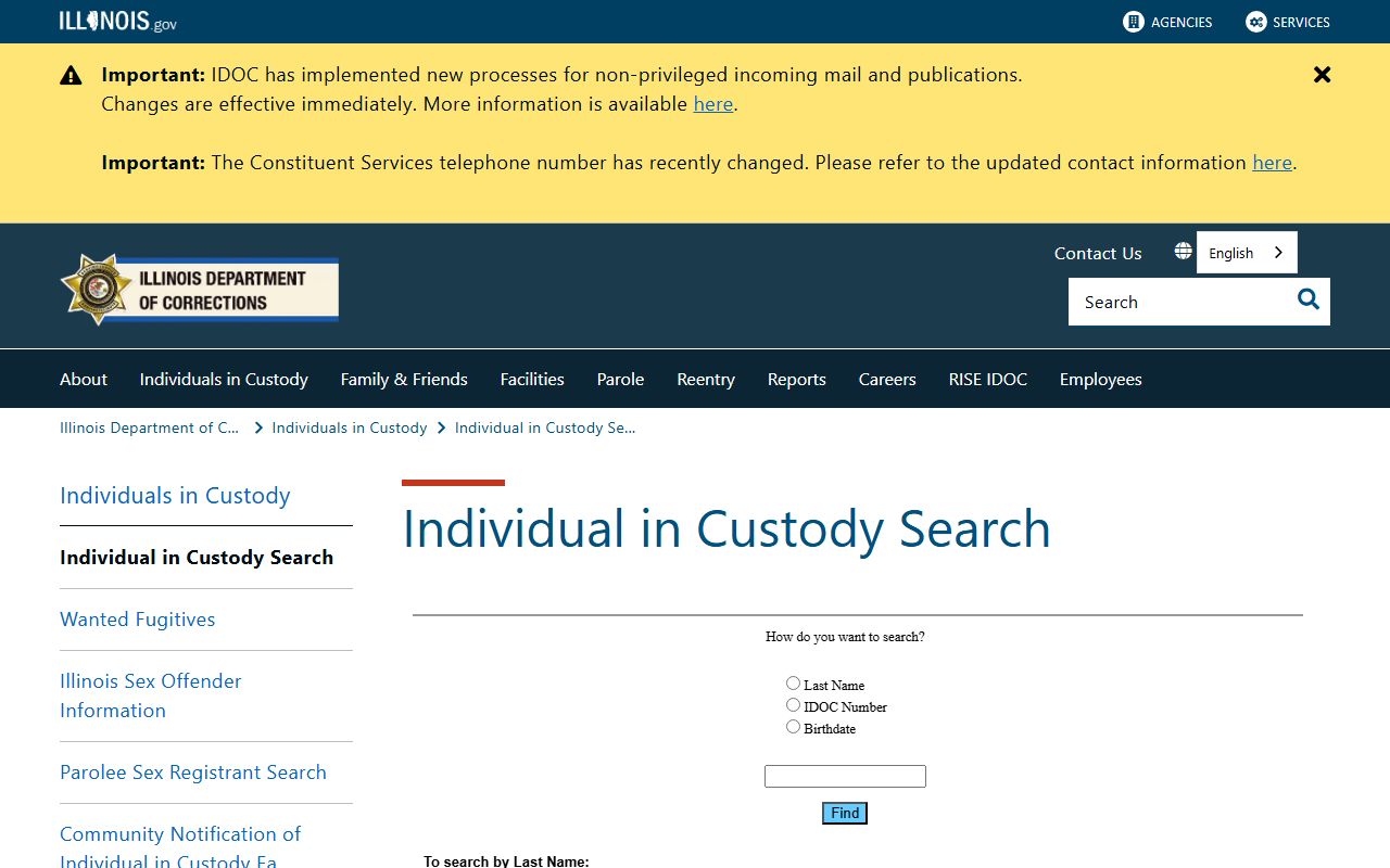 Union County inmate population IDOC inmate search fallback